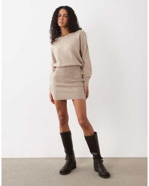 Cotton On Gebreide Tuniekjurk Met Lange Mouwen En Blote Schouders - Naturel