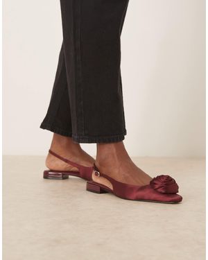 ASOS Lamas Corsage Chisel Toe Slingback Ballets - Brown