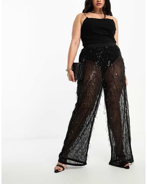 Jaded Rose Plus Sequin Fringe Trouser - Black