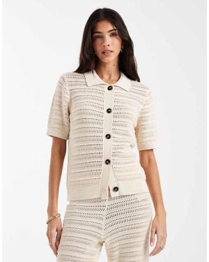Vero Moda Half Sleeve Knitted Polo Top Co-Ord - Natural