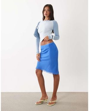 Lioness Shoreline Chiffon A Line Awkward Length Skirt - Blue