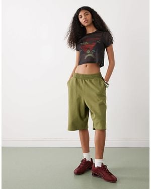 Collusion Circular Design Collection Longline Sweat Shorts - Green