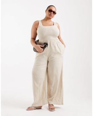 Brave Soul Brave Soul Curve Scoop Neck Jumpsuit - Natural