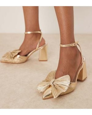 Be Mine Wide Fit Sierra Heeled Court Shoes With Bow Detail - Brown