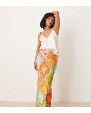 Never Fully Dressed Falda Larga Con Estampado De Patchwork De Petite - Multicolor