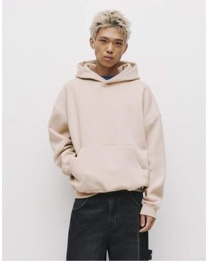 Pull&Bear Felpa Squadrata Con Cappuccio - Neutro