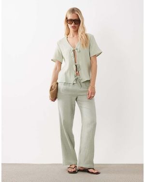 Jdy Wide Leg Cheesecloth Trousers Co-ord - Natural