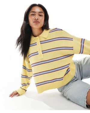 ASOS Polo en maille à rayures - jaune - Métallisé