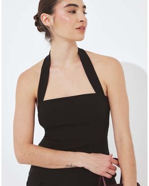 NA-KD Tailored Halterneck Corset Top - Black