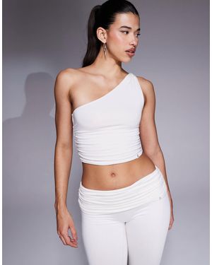 Bo&Tee Bo+tee Ballet Class One Shoulder Crop Top - Grey