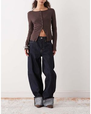 Monki peggy Fold Up Loose Fit Jeans - Blue