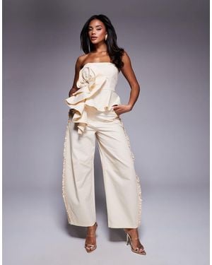 ASOS Pantalon large d'ensemble en sergé - Jaune