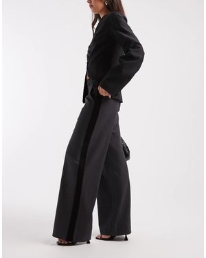 Object Pantaloni Sartoriali Elasticizzati A Fondo Ampio Mélange Con Riga Laterale - Grigio