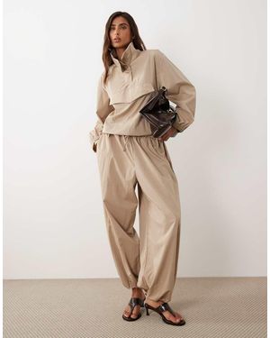 ASOS Techy Funnel Neck Balloon Jacket Co Ord - Natural