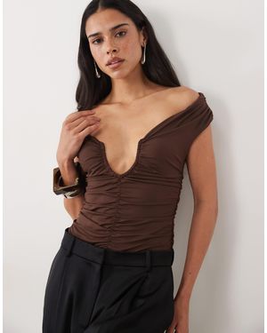 ASOS Off The Shoulder Bodysuit With U Scoop Detail - Black