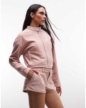 CERNUCCI Faux Suede Micro Shorts - Pink