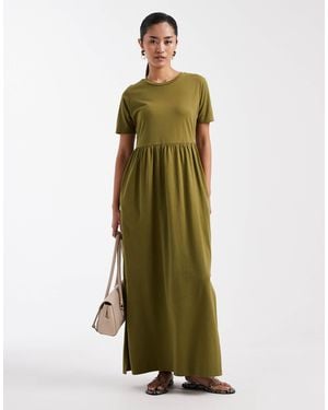 Threadbare Jersey Short Sleeve Maxi Dress - Green
