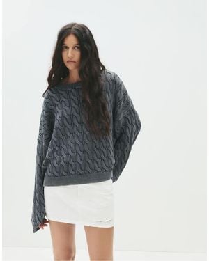 Pull&Bear Ripped Denim Mini Skirt - Grey