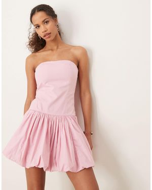 Abercrombie & Fitch Strapless Bubble Hem Mini Dress - Pink