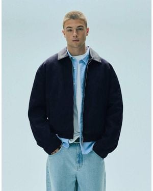 Pull&Bear Mixed Faux Suede Jacket - Blue