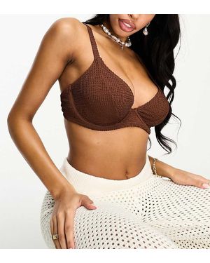 Peek & Beau Top De Bikini De Copas Grandes Con Aros Y Acabado Rugoso Exclusivo De - Marrón