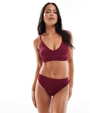 New Look Ribbed Seamless Lingerie Thong - Red