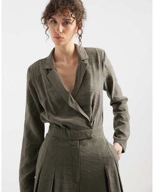 ASOS Mono Largo Cruzado De Cupro De -Verde