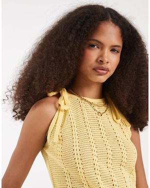 Vero Moda Tie Shoulder Racer Crochet Knitted Singlet - Multicolor