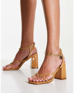 EGO Boca Heeled Sandals With Anklet Strap - Brown