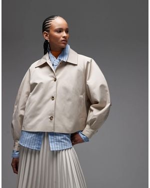 ASOS Cropped Trench Coat With Cape Back Detail - Grey