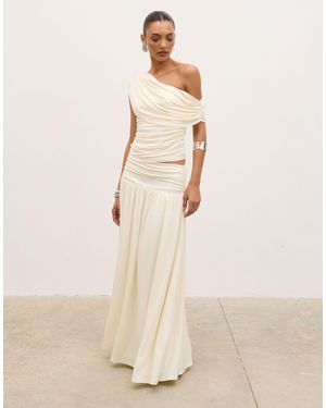Pretty Lavish Lydia Ruched Maxi Skirt - White