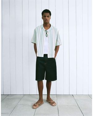 Pull&Bear Striped Rustic Shirt - White