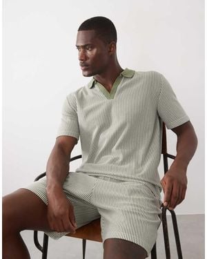 Brave Soul Co-Ord Short Sleeve Polo Top - Brown