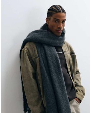 ASOS Sciarpa Oversize Testurizzata Con Effetto Spazzolato Grigia - Blu