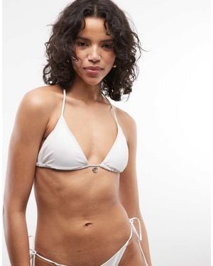 Weekday Top Bikini Sporco Con Charm Allacciato - Marrone