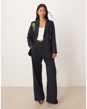 Never Fully Dressed Wide Leg Tailored Pants - Blue