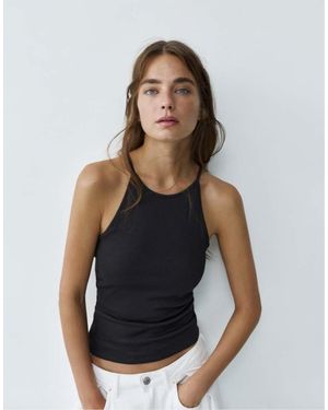 Pull&Bear Halter-Neck Strappy Back Top - Blue