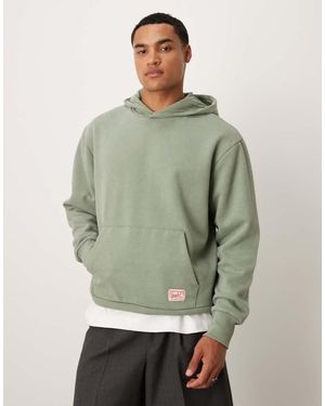 ASOS Oversized Hoodie With Woven Label Detail - Green
