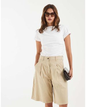 Tommy Hilfiger Pantalones Cortos Chinos Beis De Corte Alargado Y Talle Alto-Neutro
