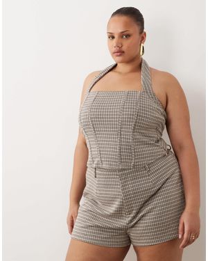 ASOS Asos Design Curve Brushed Halterneck Corset Top - Gray