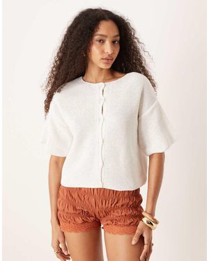 ASOS Cárdigan De Manga Corta De Punto De - Blanco