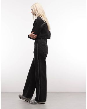 Courtside Jeans A Fondo Ampio Lavaggio Con Borchie - Bianco