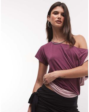 Motel Sobiya Top Color Block Con Spalle Scoperte - Viola