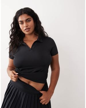 4505 Curve Active Short Sleeve Tennis Polo Top - Black