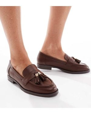 London Rebel Amelia Tassel Penny Loafers - Brown