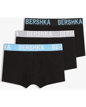 Bershka Pack Of 3 Printed Waist Boxers - Black