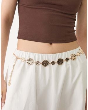 Stradivarius Metal Belt With Discs - Brown
