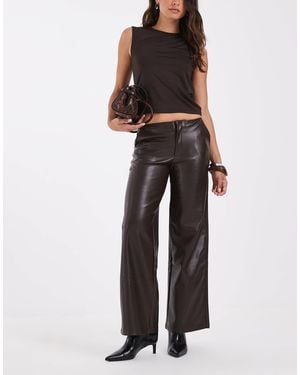 Mango Teen Faux Leather Straight Trouser - Brown