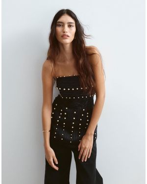 ARRANGE Linear Beaded Structured Bandeau Top - Black