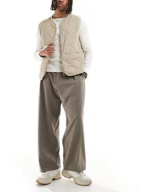 Bershka Balloon Tailored Trouser - Natural